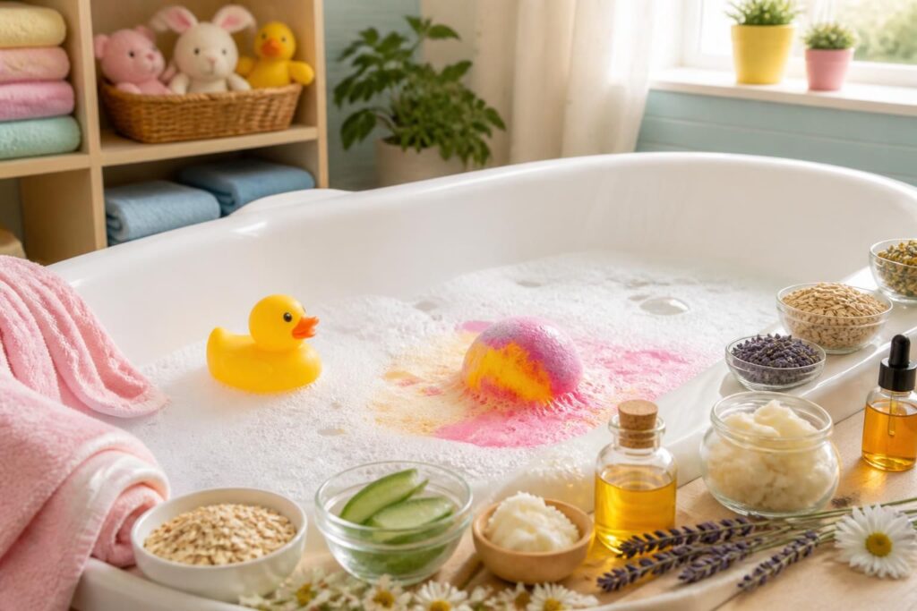 découvrez quels ingrédients choisir pour une boule de bain enfant sûre et ludique, afin d'offrir un moment de détente et de jeu en toute tranquillité.