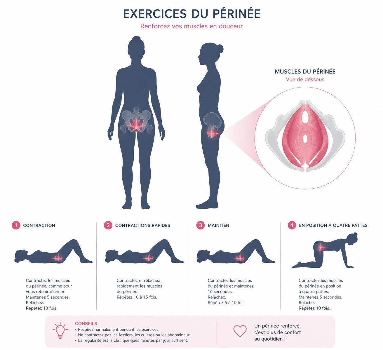 découvrez les meilleures routines d'exercices pour renforcer efficacement les muscles du périnée, améliorer votre bien-être et prévenir les troubles associés.