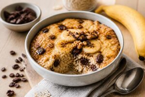 découvrez des recettes gourmandes de baked oats aux saveurs délicieuses de chocolat et banane, parfaites pour un petit-déjeuner sain et savoureux.