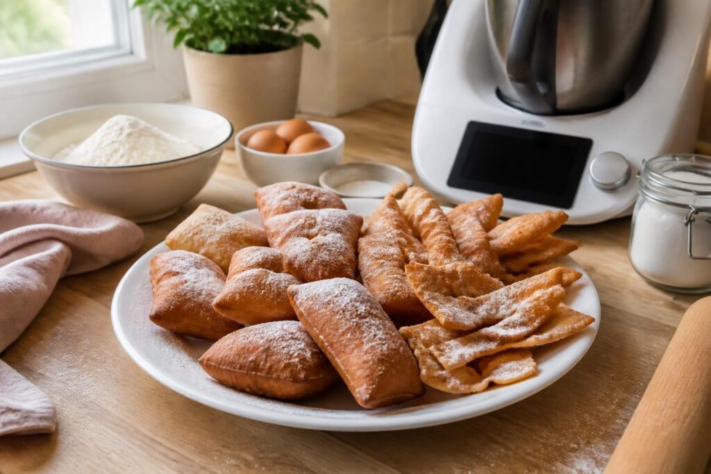 découvrez nos recettes traditionnelles de bugnes lyonnaises moelleuses ou craquantes, réalisées facilement avec ou sans thermomix pour régaler toute la famille.