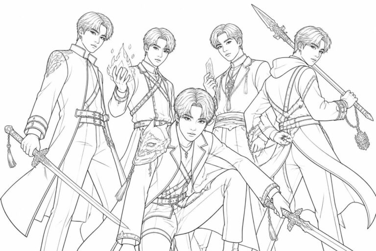 découvrez nos modèles faciles à imprimer et colorier inspirés des demon hunters k-pop. parfaits pour les fans de dessin et de coloriage, amusez-vous en donnant vie à vos personnages préférés !