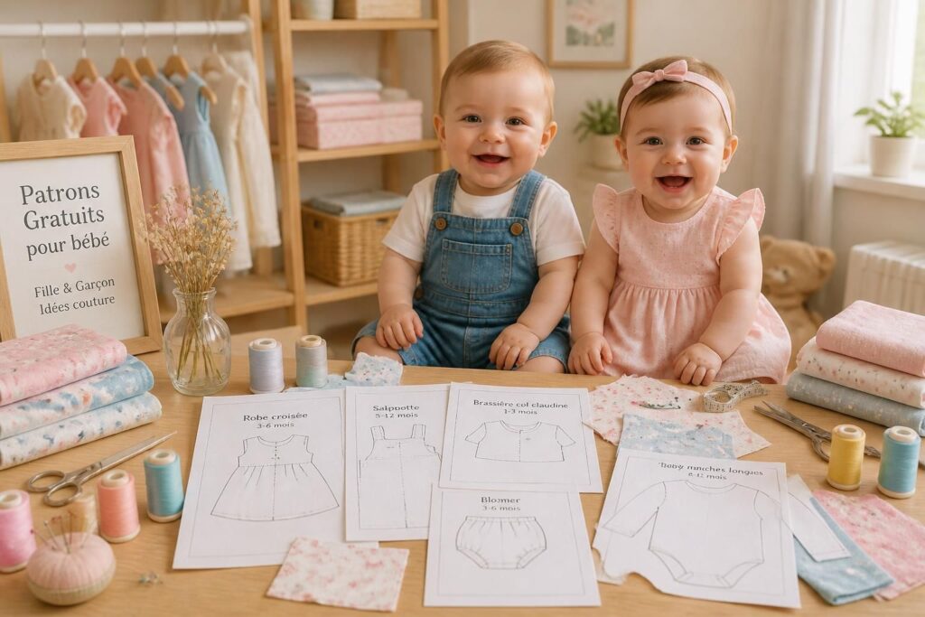 découvrez notre collection de patrons gratuits pour bébé avec des modèles de couture pour garçons et filles, parfaits pour créer des vêtements uniques et faits main.
