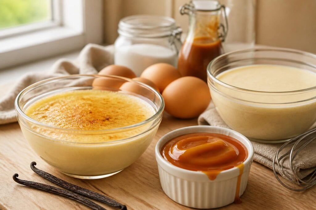 découvrez une recette simple de crème aux œufs vanille sans four, avec des variantes caramel et thermomix, pour un dessert délicieux et facile à préparer.