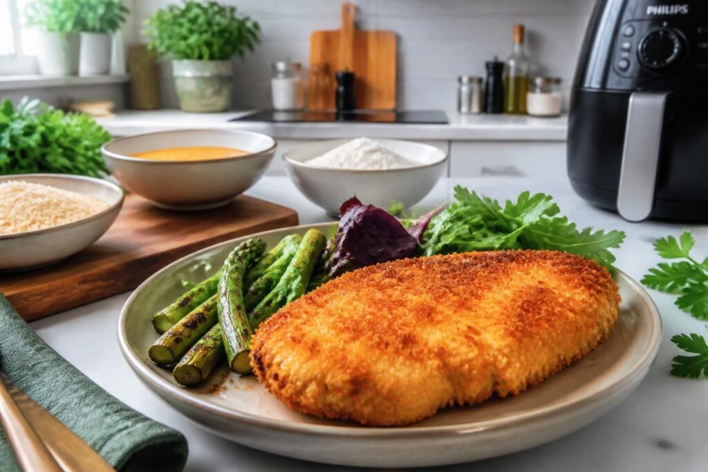 découvrez nos recettes faciles et savoureuses d'escalope de poulet pané maison, à cuisiner au four ou à l'air fryer pour un plat croustillant et gourmand.