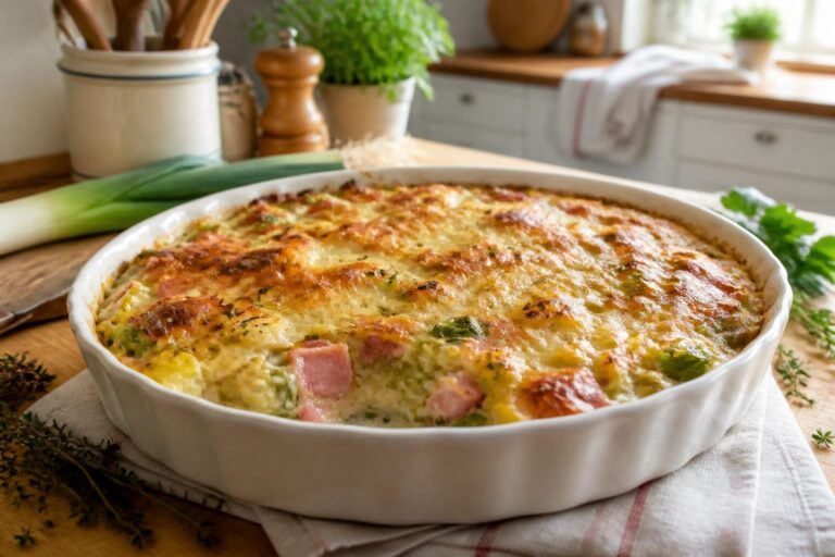 découvrez notre recette facile et savoureuse de poireaux en gratin au jambon, idéale pour un repas familial réconfortant.