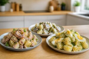 découvrez des recettes de salade de pomme de terre faciles et savoureuses avec des variations au thon, hareng ou œufs, parfaites pour tous les goûts et occasions.