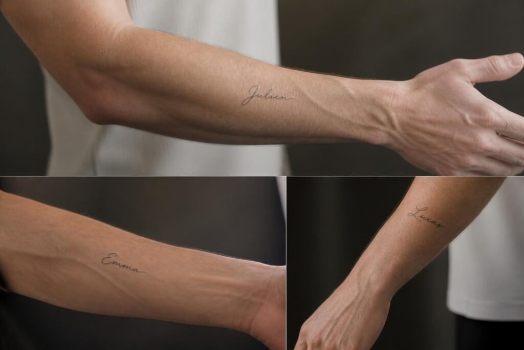 découvrez des idées discrètes et élégantes de tatouages prénom pour avant-bras chez l'homme, alliant finesse et style pour un rendu unique.