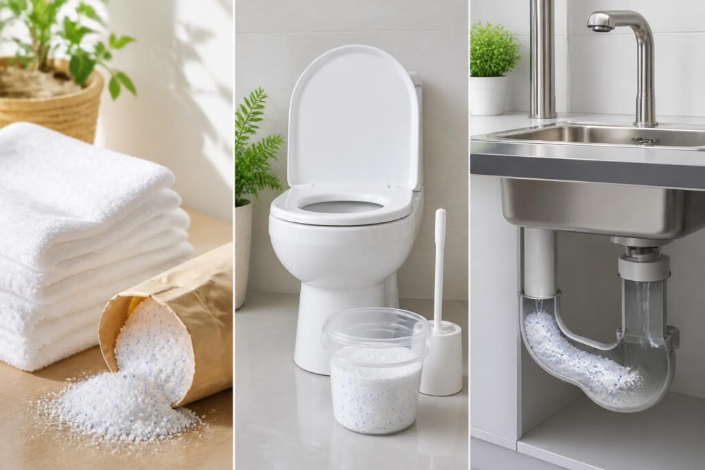 découvrez comment utiliser les cristaux de soude pour nettoyer efficacement votre linge, vos wc et vos canalisations grâce à nos astuces pratiques et naturelles.