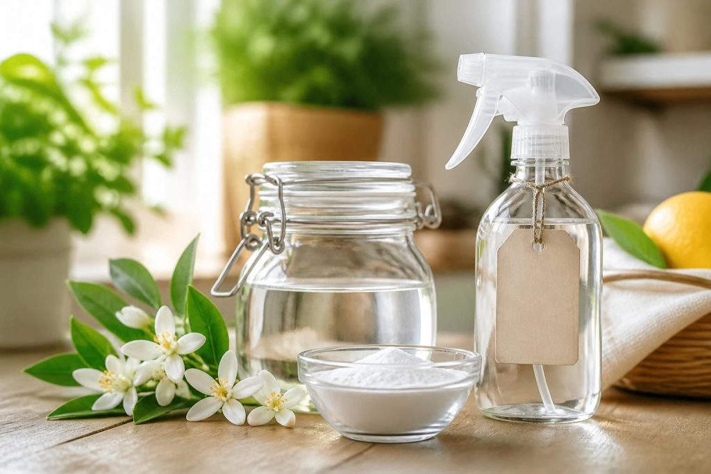 découvrez nos recettes naturelles et parfumées pour fabriquer votre adoucissant maison à base de vinaigre, bicarbonate et fleur d’oranger, pour linge doux et respectueux de l’environnement.
