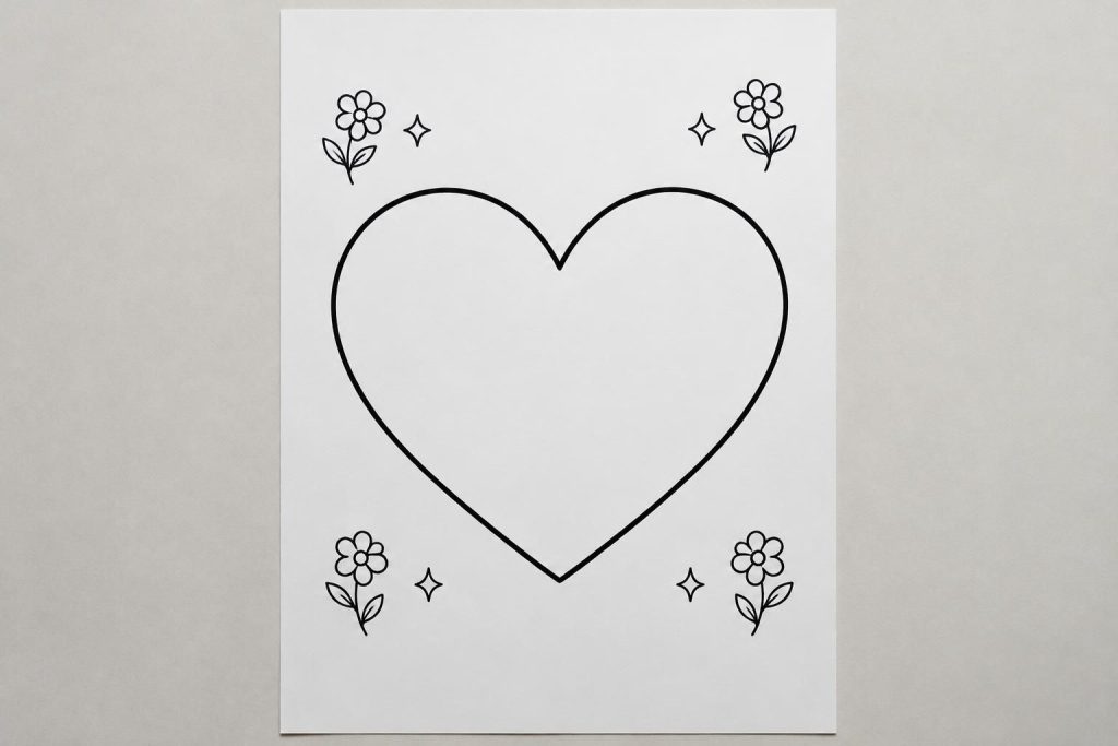 téléchargez gratuitement un dessin de cœur à imprimer, idéal pour le coloriage et une décoration simple à personnaliser.