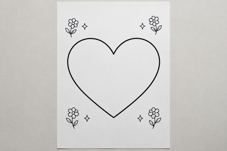 téléchargez gratuitement un dessin de cœur à imprimer, idéal pour le coloriage et une décoration simple à personnaliser.