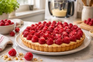 découvrez la recette classique de la tarte aux framboises et crème pâtissière, avec des astuces pratiques pour la réussir facilement au thermomix.
